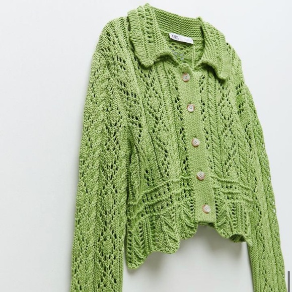 Zara Green Knit Cardigan - Picture 3 of 6